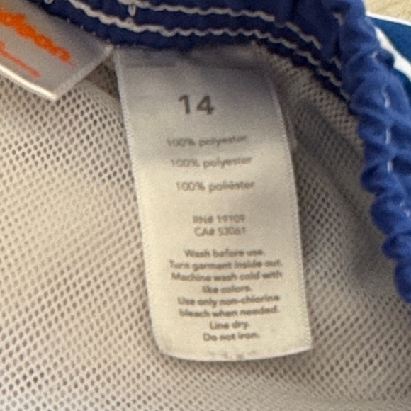 SpongeBob SquarePants Blue Tropical Print Swimming Shorts boys size 14 - Picture 8 of 10